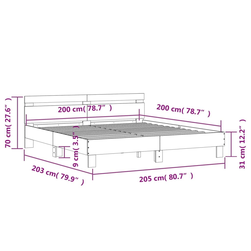 Bed structure with synthesized wood nexus black 200x200 cm