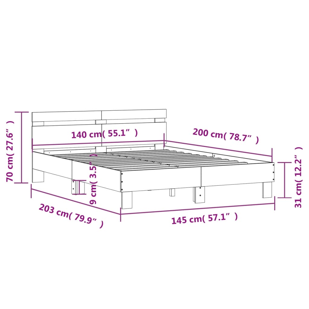 Bed Structure With Synthesized Wooden Nexus White 140x200cm