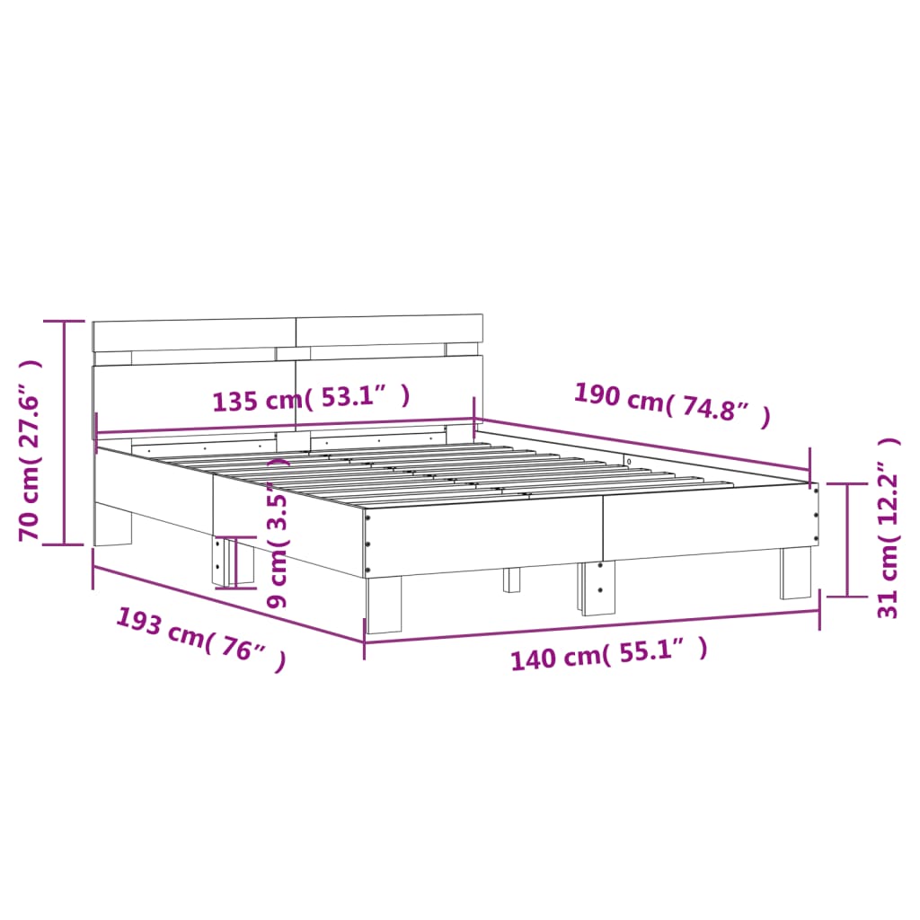 Estructura cama con cabecero madera sintetizada Nexus blanco 135x190cm