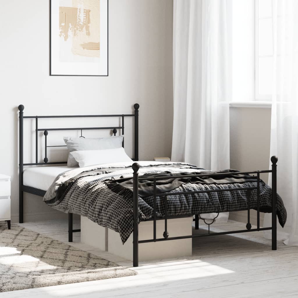 Vetonek Estructura cama sin colchón con estribo metal negro 107x203 cm