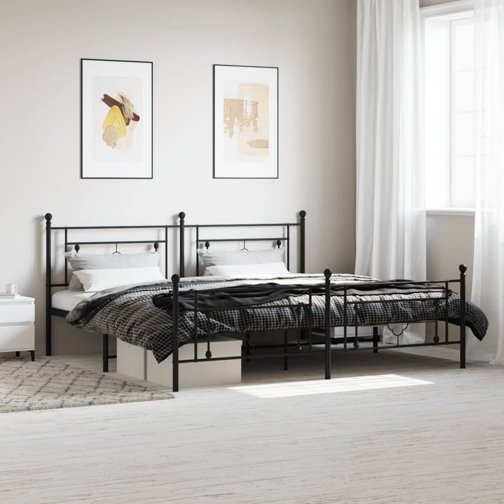 Vetonek Estructura cama sin colchón con estribo metal negro 200x200 cm