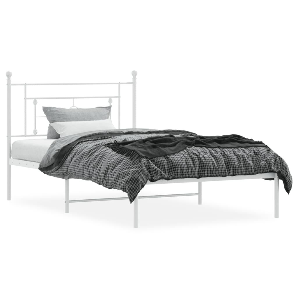 Llit sense matalàs amb capçal de metall blanc 107x203cm