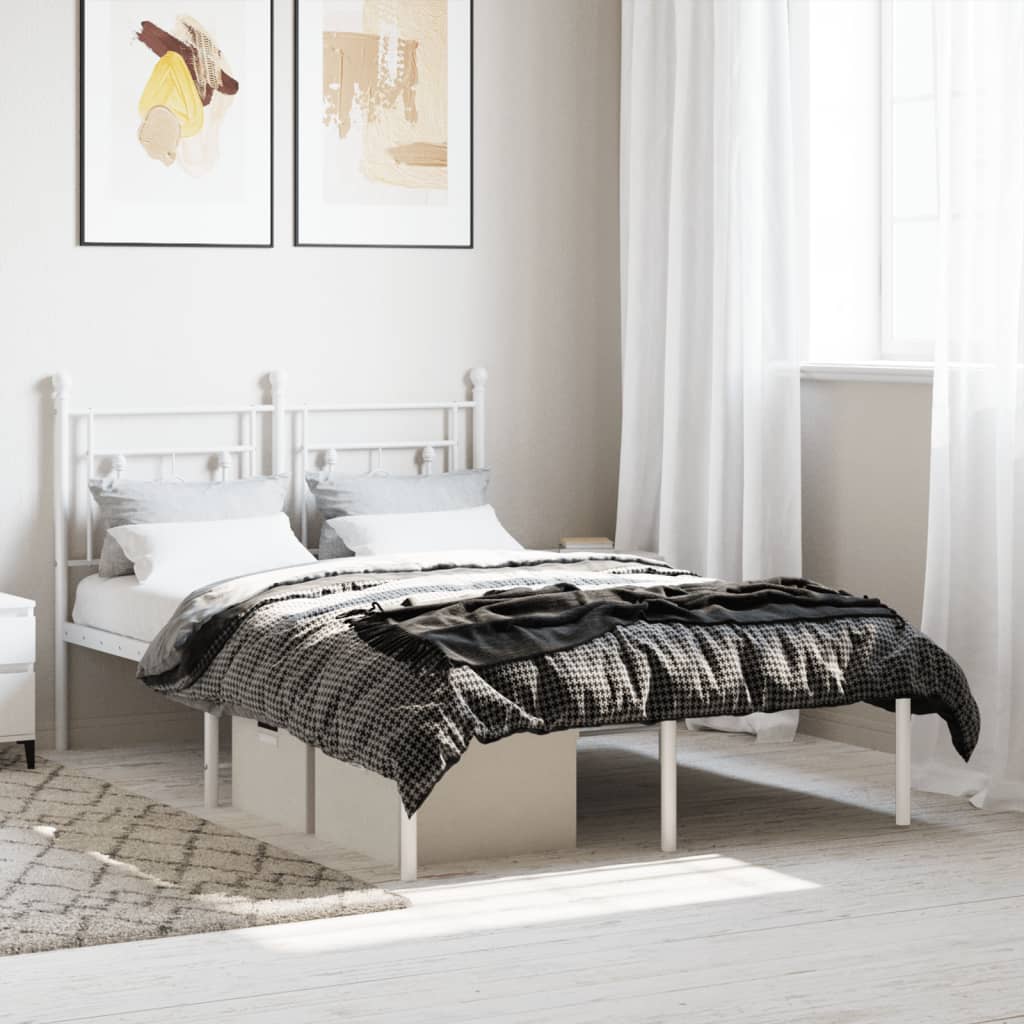 Vetonek Estructura cama sin colchón con cabecero metal blanco 120x190cm