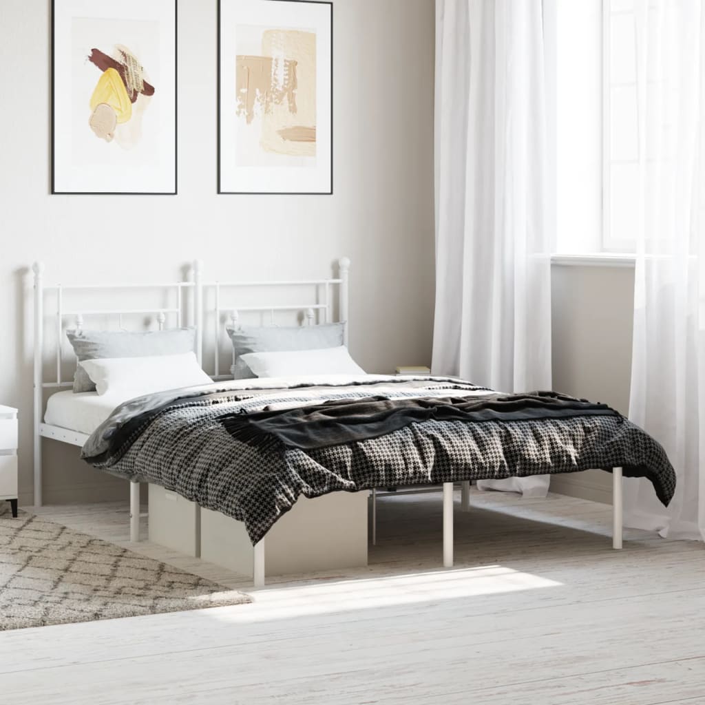 Vetonek Estructura cama sin colchón con cabecero metal blanco 140x190cm