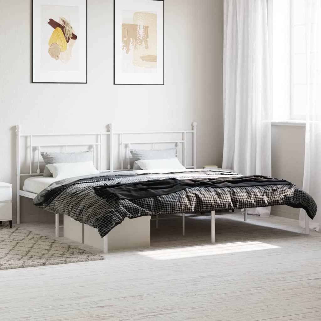 Vetonek Estructura cama sin colchón con cabecero metal blanco 193x203cm