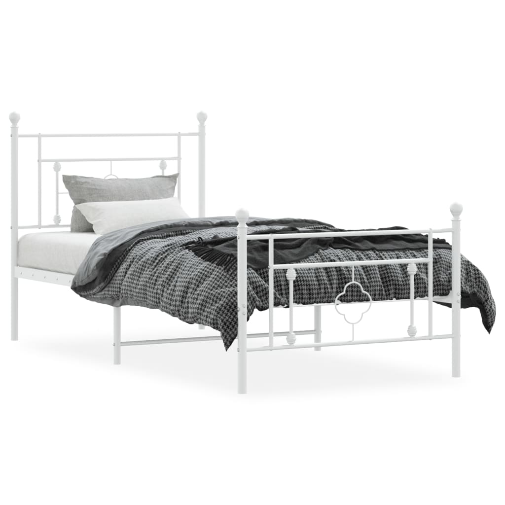 Bed without mattress with white metal stirrup 90x200 cm