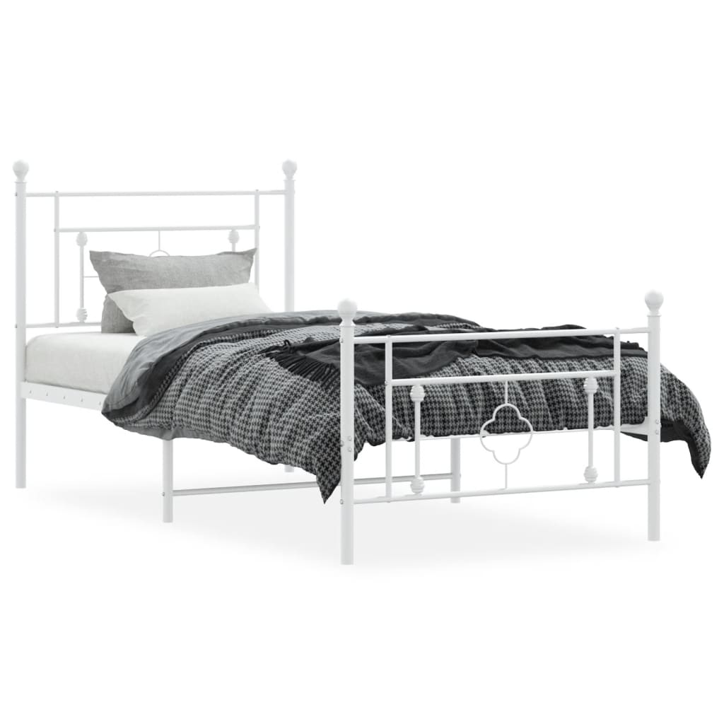 Estructura cama sin colchón con estribo metal blanco 100x190 cm