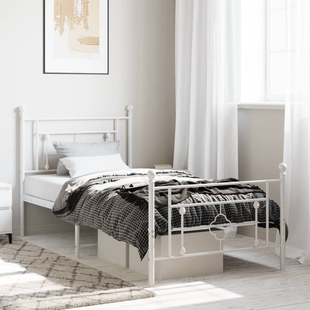 Vetonek Estructura cama sin colchón con estribo metal blanco 100x190 cm