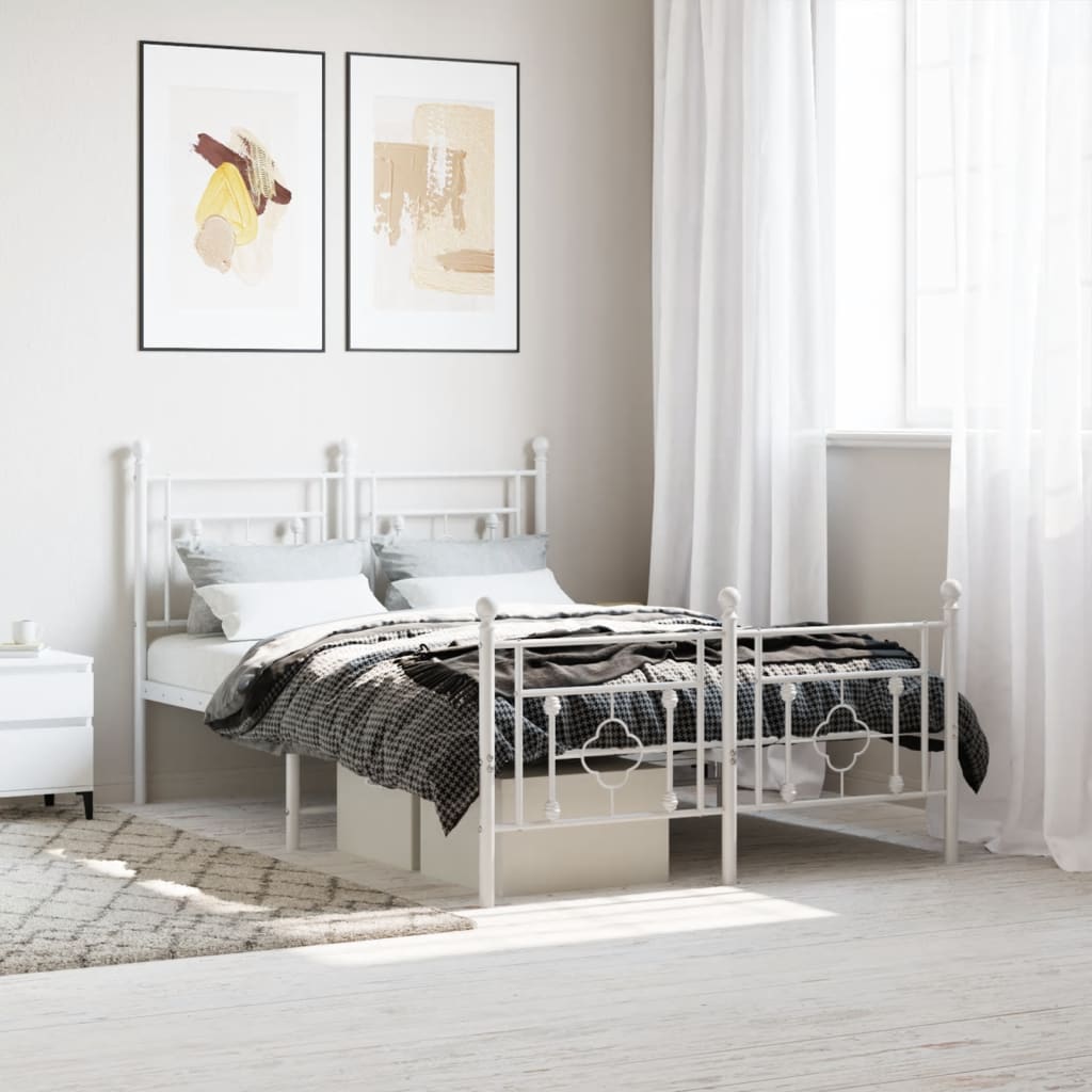 Vetonek Estructura cama sin colchón con estribo metal blanco 120x190 cm