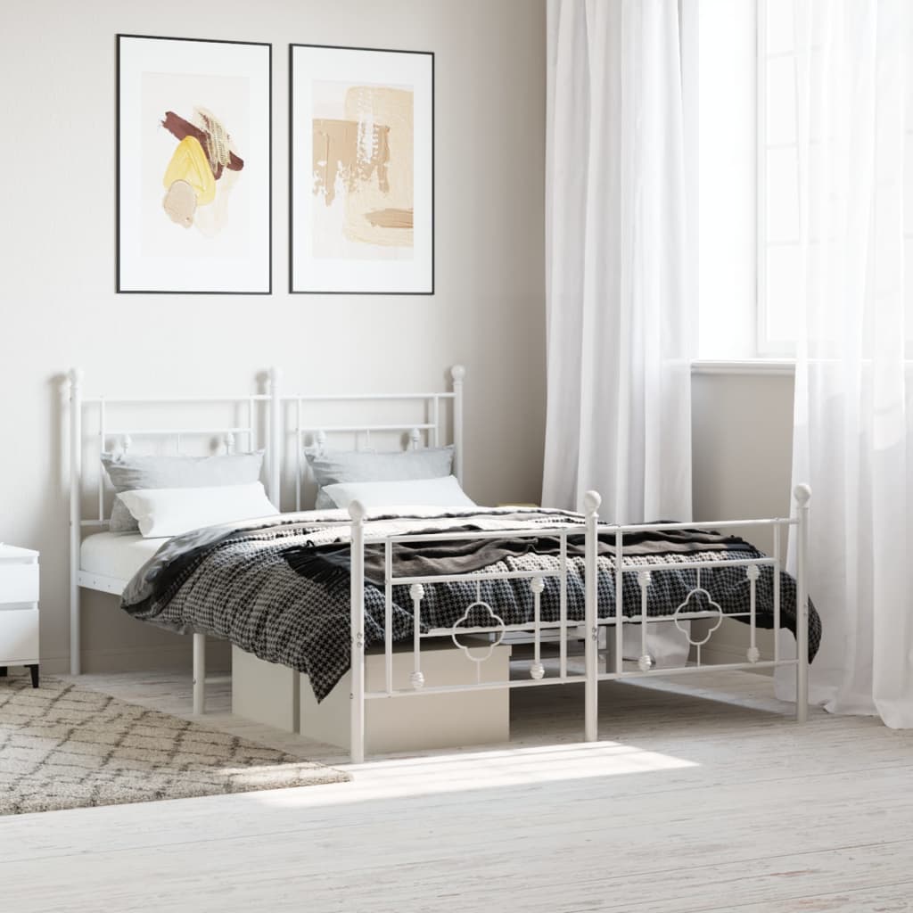 Vetonek Estructura cama sin colchón con estribo metal blanco 135x190 cm