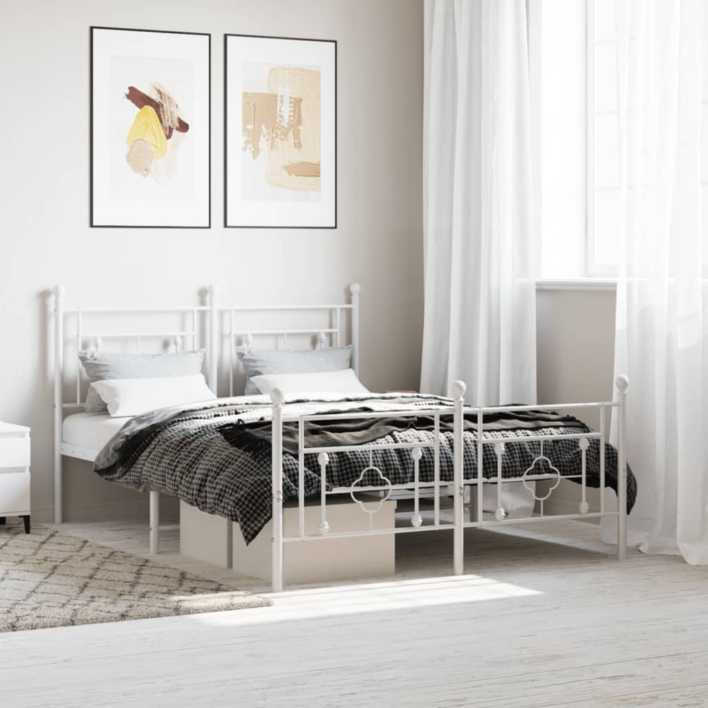 Vetonek Estructura cama sin colchón con estribo metal blanco 140x200 cm