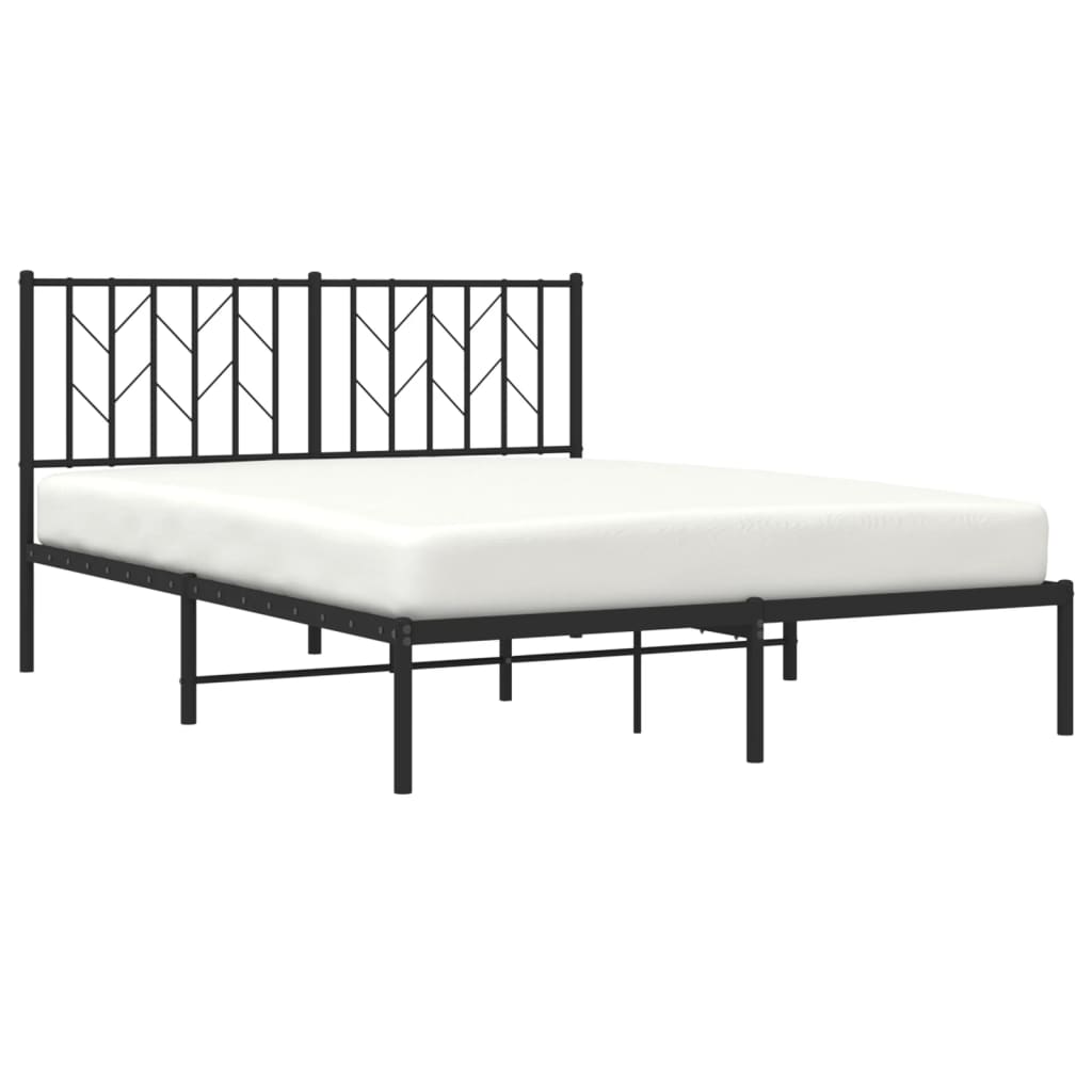 Estructura cama sin colchón con cabecero metal negro 140x190 cm