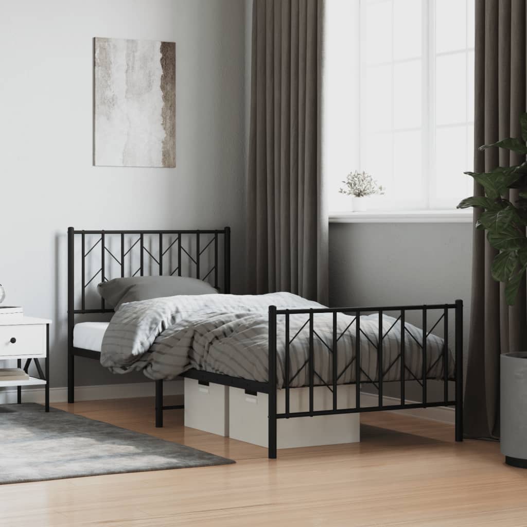 Vetonek Estructura cama sin colchón con estribo metal negro 90x190 cm