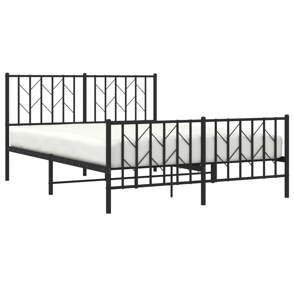 Cama sem cama de colchão com estribo de metal preto 135x190 cm