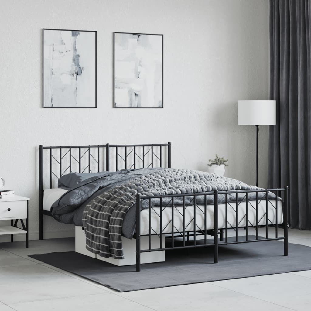 Vetonek Estructura cama sin colchón con estribo metal negro 135x190 cm