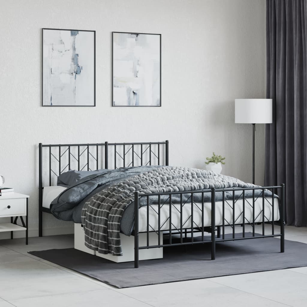 Vetonek Estructura cama sin colchón con estribo metal negro 140x190 cm