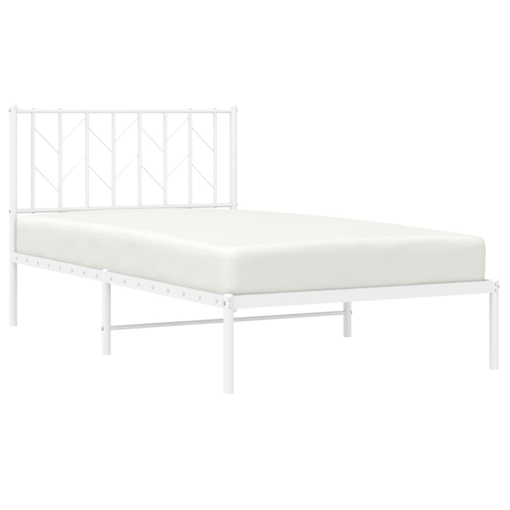 Estructura cama sin colchón con cabecero metal blanco 100x190cm