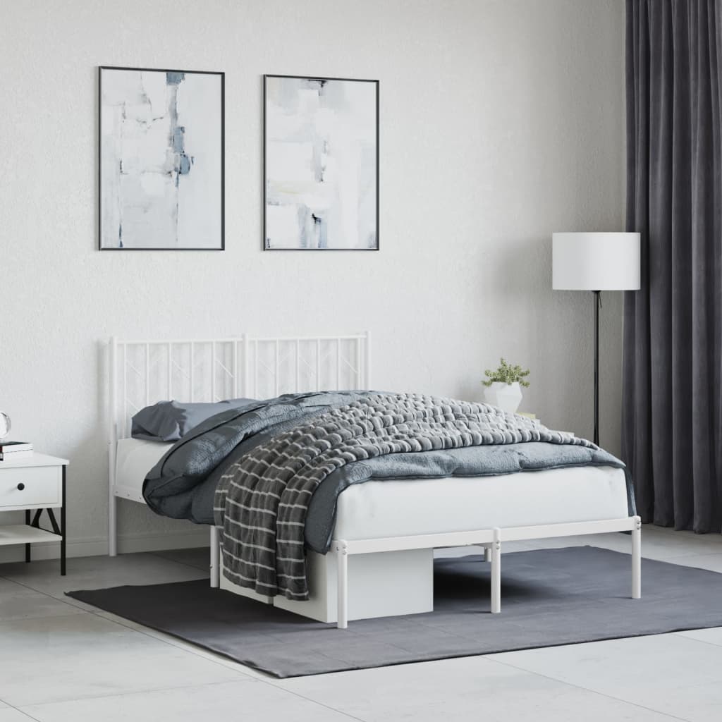 Vetonek Estructura cama sin colchón con cabecero metal blanco 120x190cm