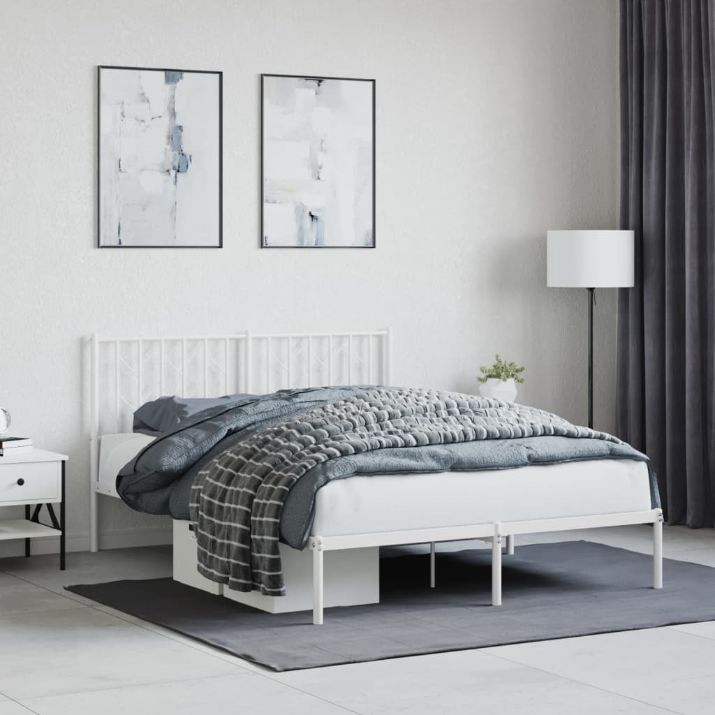 Vetonek Estructura cama sin colchón con cabecero metal blanco 135x190cm