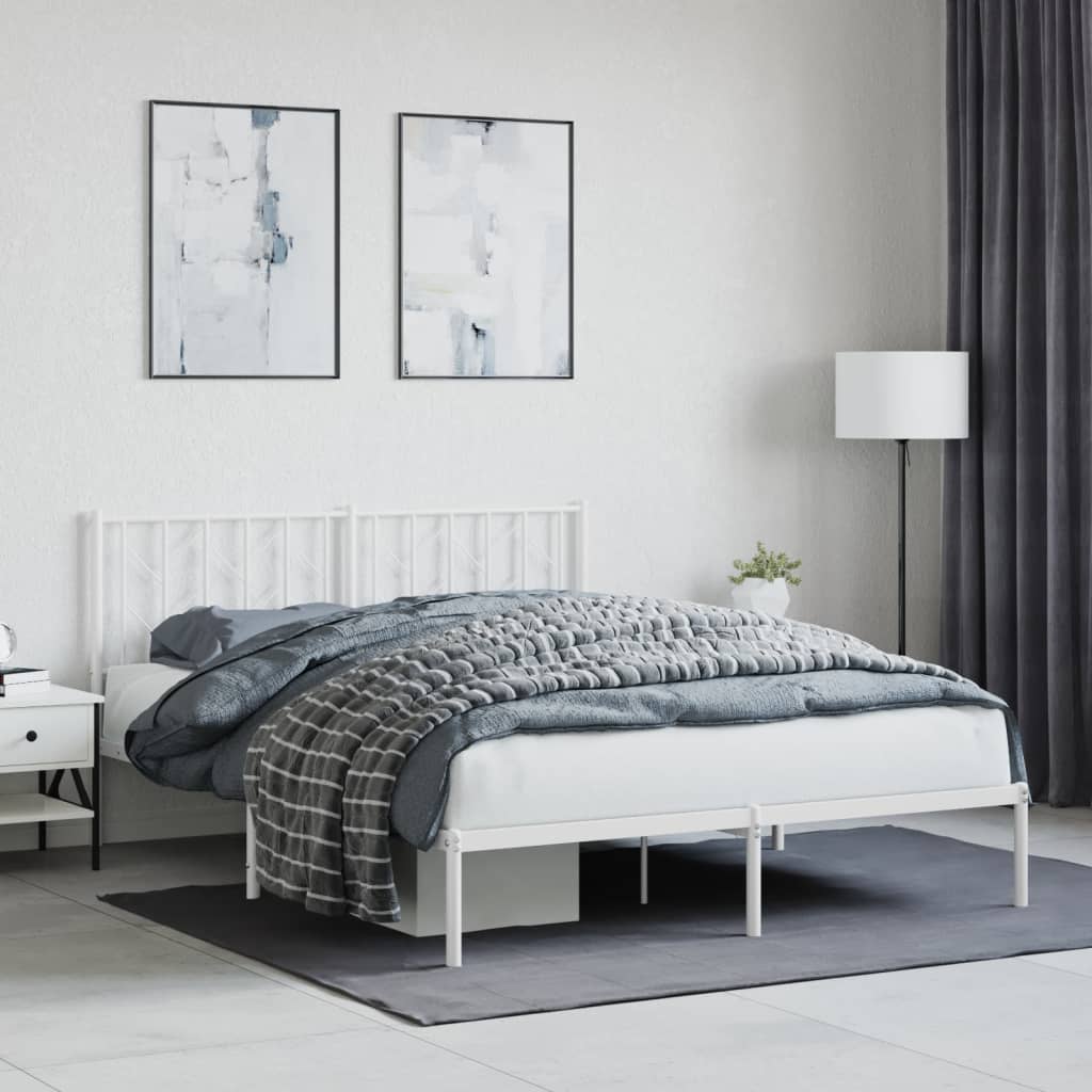 Vetonek Estructura cama sin colchón con cabecero metal blanco 150x200cm