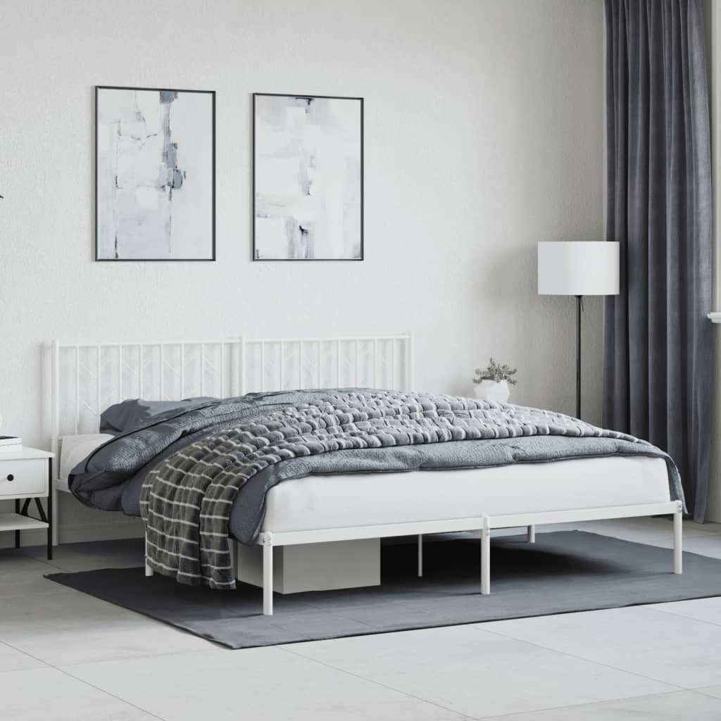 Vetonek Estructura cama sin colchón con cabecero metal blanco 183x213cm