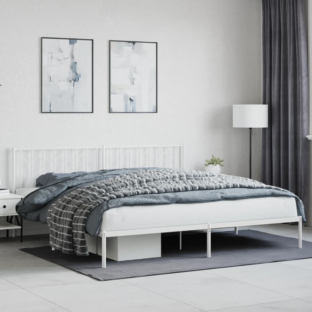 Vetonek Estructura cama sin colchón con cabecero metal blanco 200x200cm