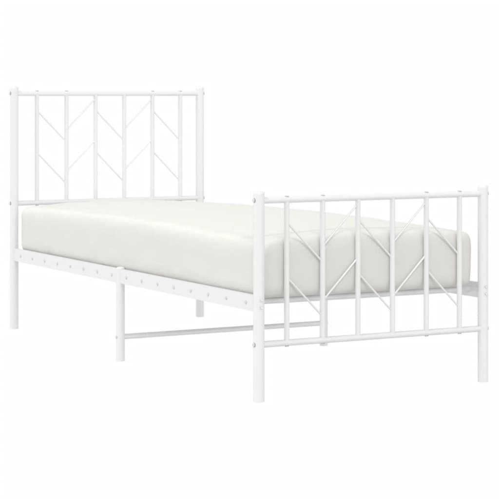 Cama sem colchão com estribo de metal branco 75x190 cm