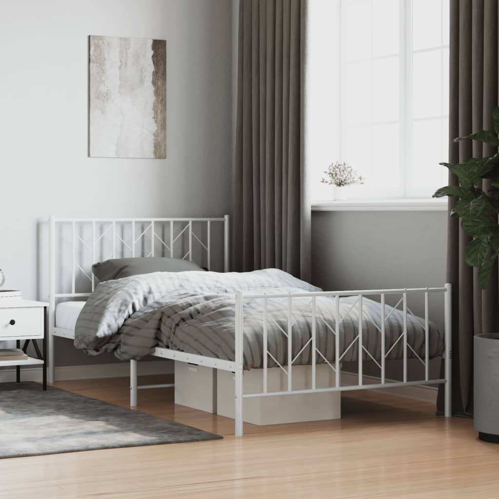 Vetonek Estructura cama sin colchón con estribo metal blanco 107x203 cm