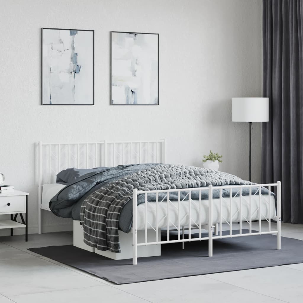 Vetonek Estructura cama sin colchón con estribo metal blanco 140x190 cm