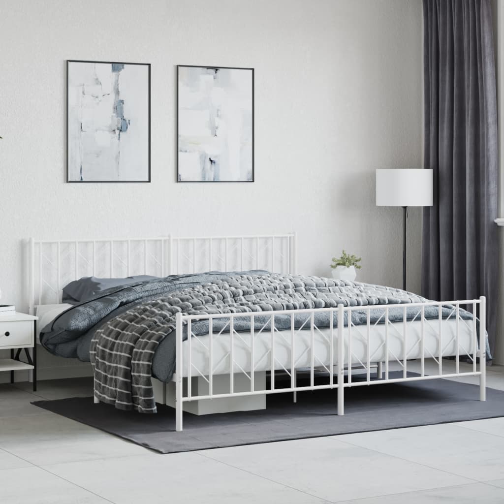 Vetonek Estructura cama sin colchón con estribo metal blanco 193x203 cm