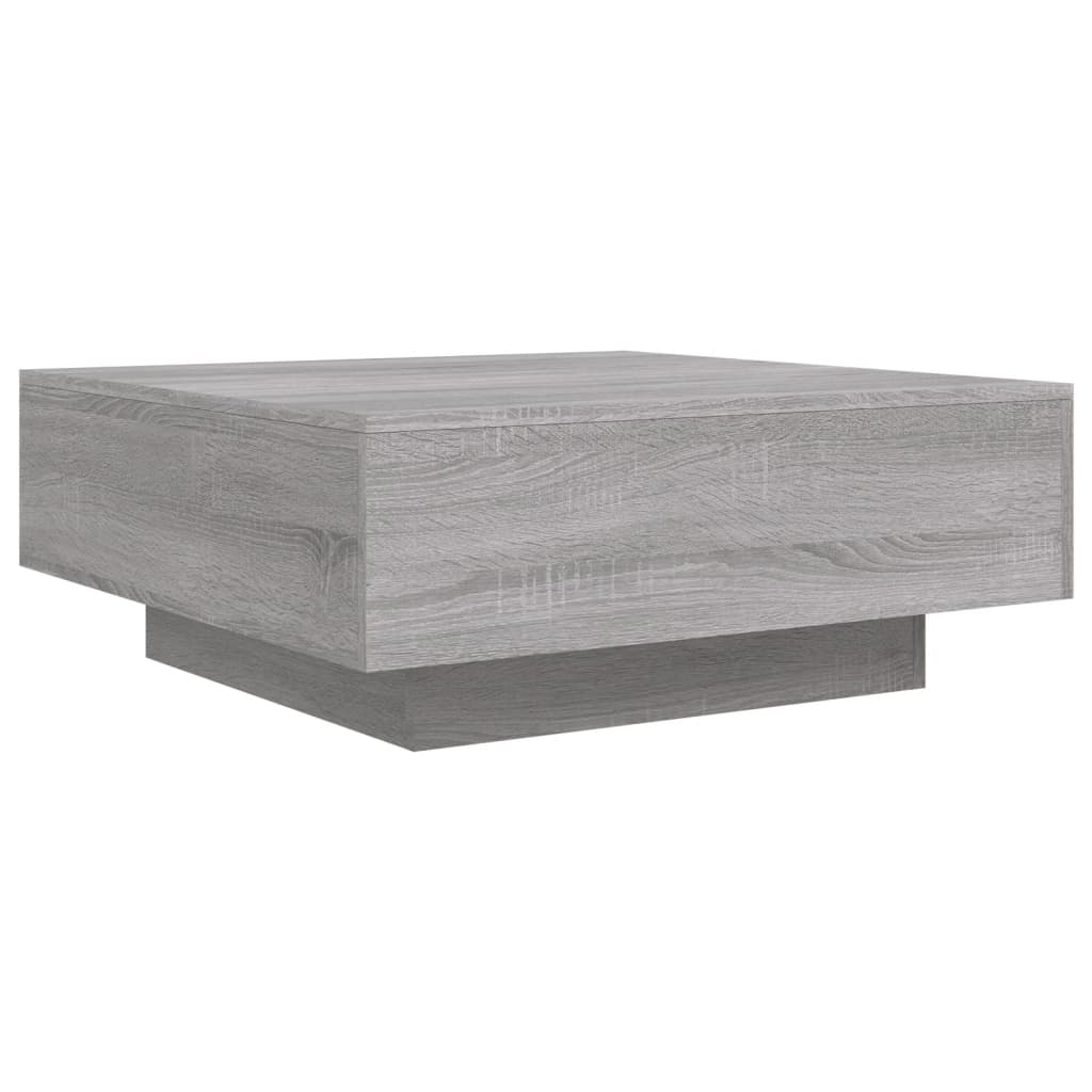 Mesa de centro con luces LED gris Sonoma 80x80x31 cm - Vetonek