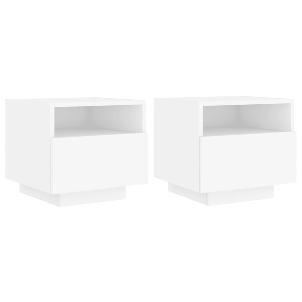 Mesitas de noche con luces LED 2 unidades blanco 40x39x37 cm - Vetonek