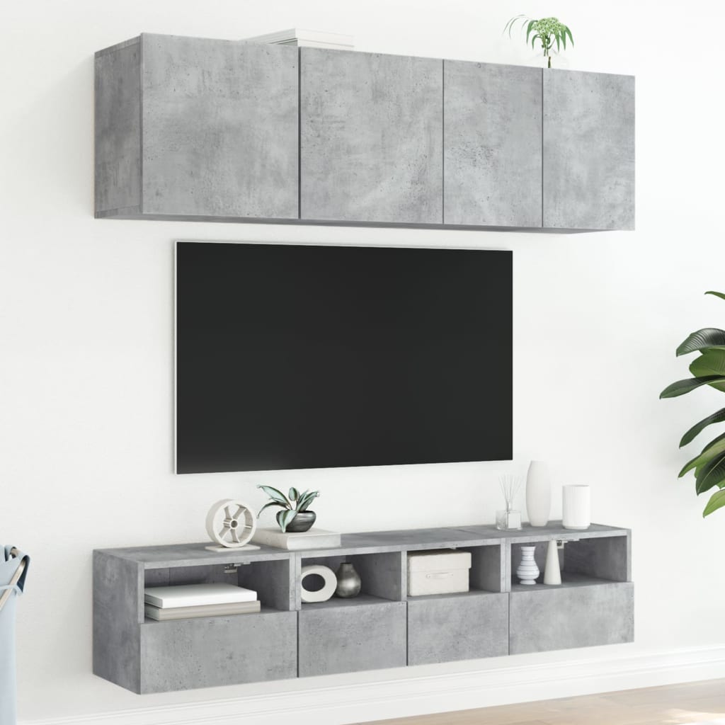 Mueble de pared TV madera ingeniería gris hormigón 40x30x30 cm V46