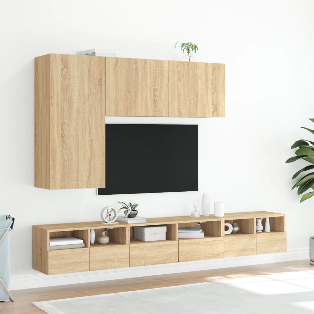 Muebles de TV de pared 2 uds madera roble Sonoma 60x30x30 cm V59