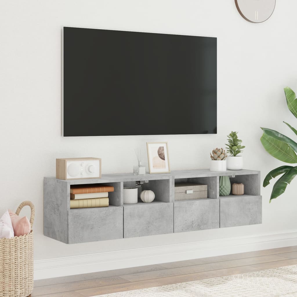 Wandmöbel für Fernseher 2 Uds Grey Wood 60x30x30 cm