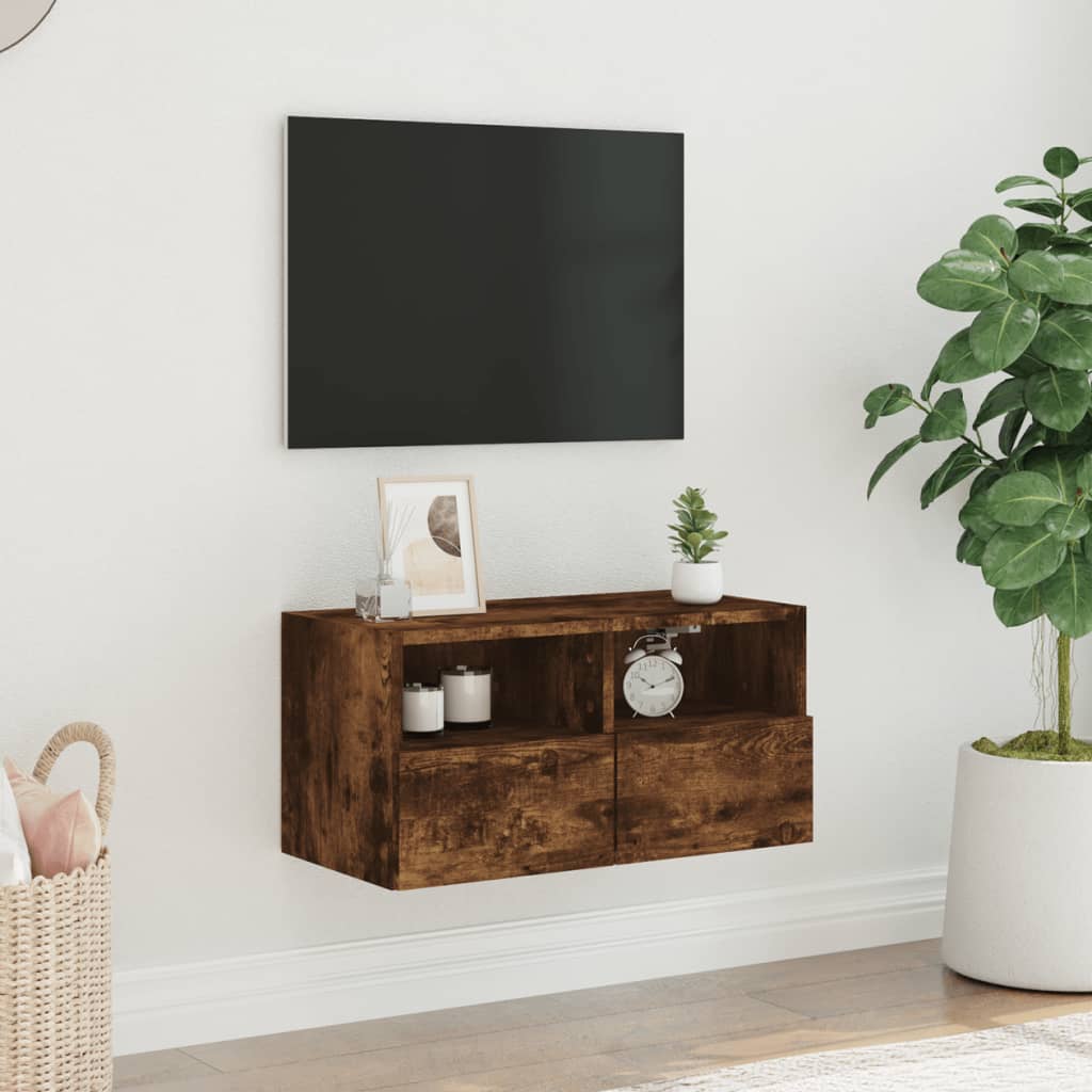 Mueble de pared TV madera sintetizada Nexus roble ahumado 60x30x30 cm