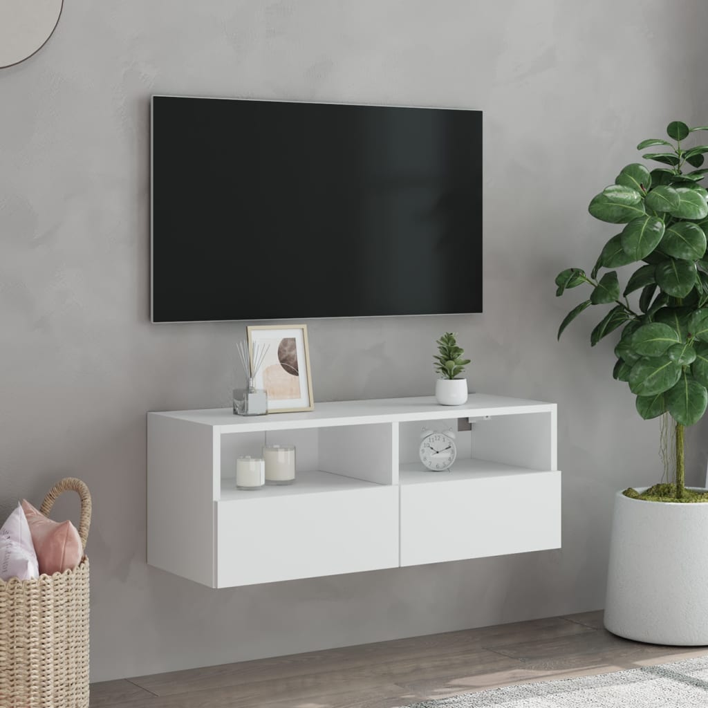 Wall furniture for tv white engineering wood 80x30x30 cm