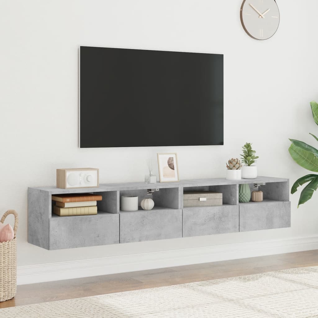 Wandmöbel für Fernseher 2 Uds Grey Wood 80x30x30 cm