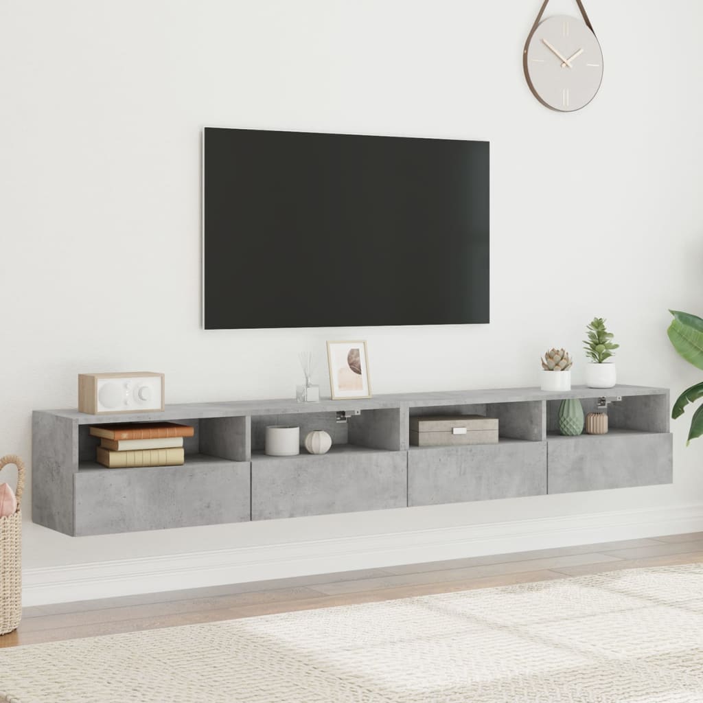 Mobili da parete della tv 2 unità in legno grigio 100x30x30 cm