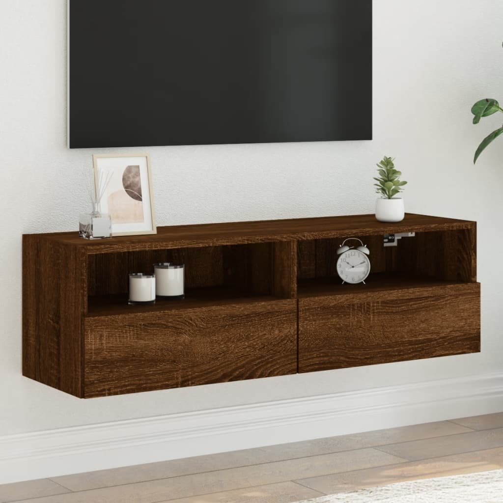 Vetonek Mueble de pared TV madera ingeniería marrón roble 100x30x30 cm