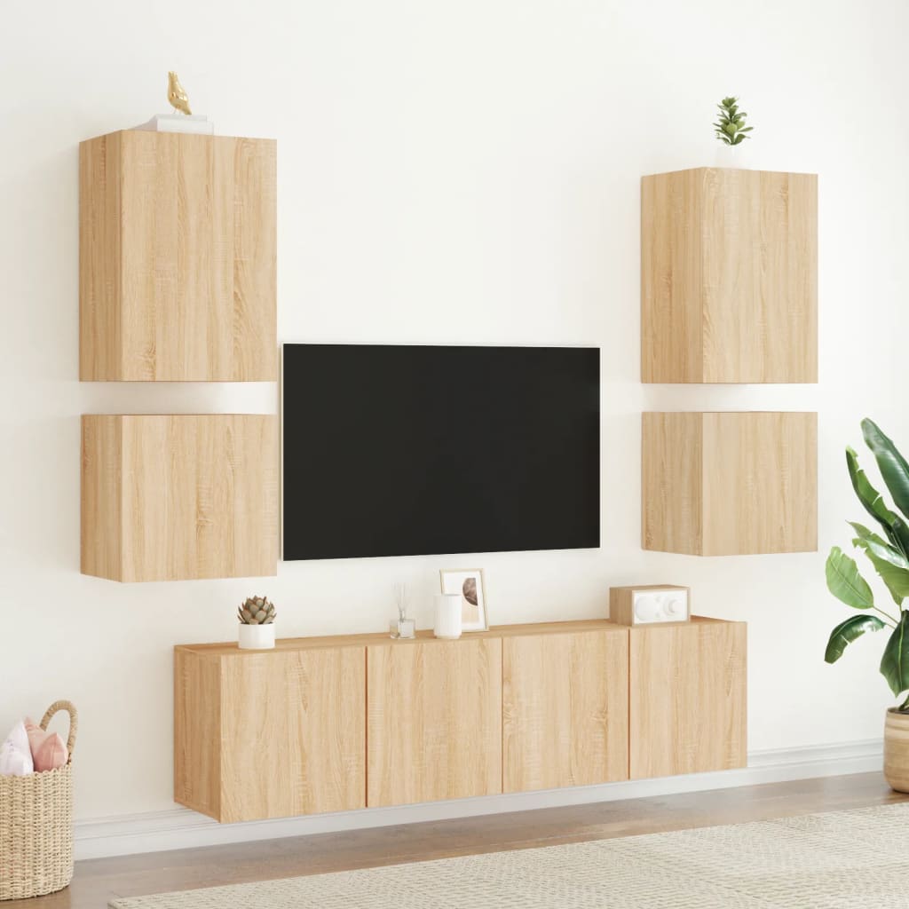 Muebles de TV de pared 2 uds madera roble Sonoma 40,5x30x40 cm V01