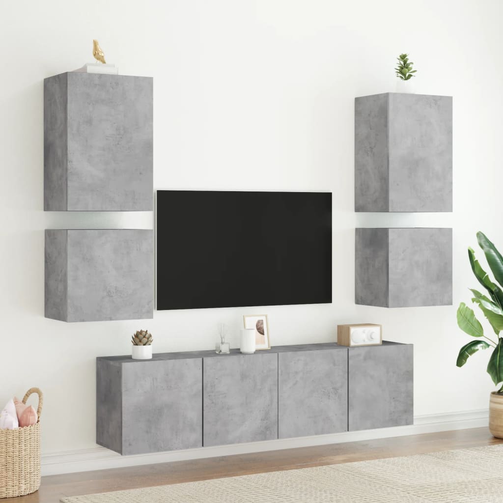 Muebles de TV de pared 2 uds madera gris hormigón 40,5x30x40 cm V03