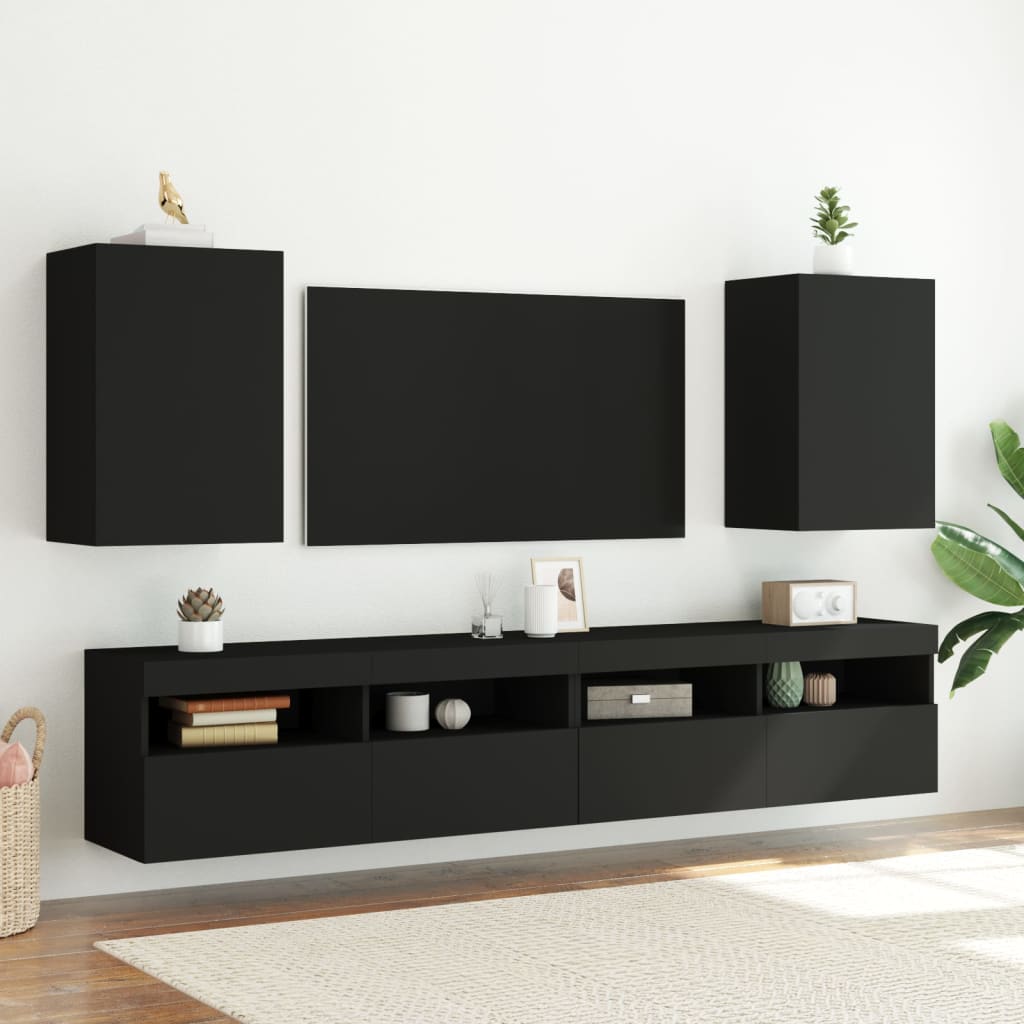 Wall TV furniture 2 units synthesized wood Nexus black 40.5x30x60 cm