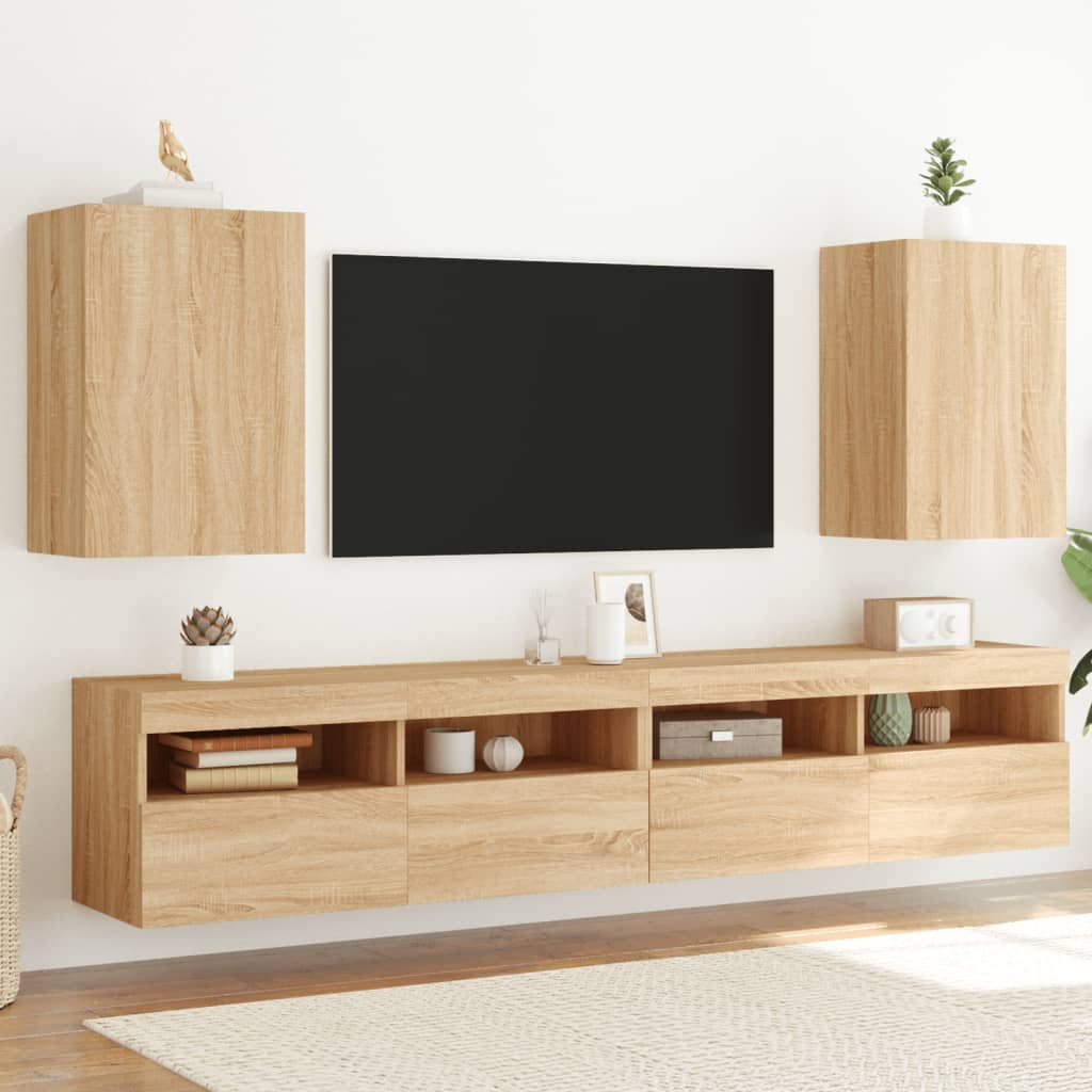 Vetonek Muebles de TV de pared 2 uds madera roble Sonoma 40,5x30x60 cm