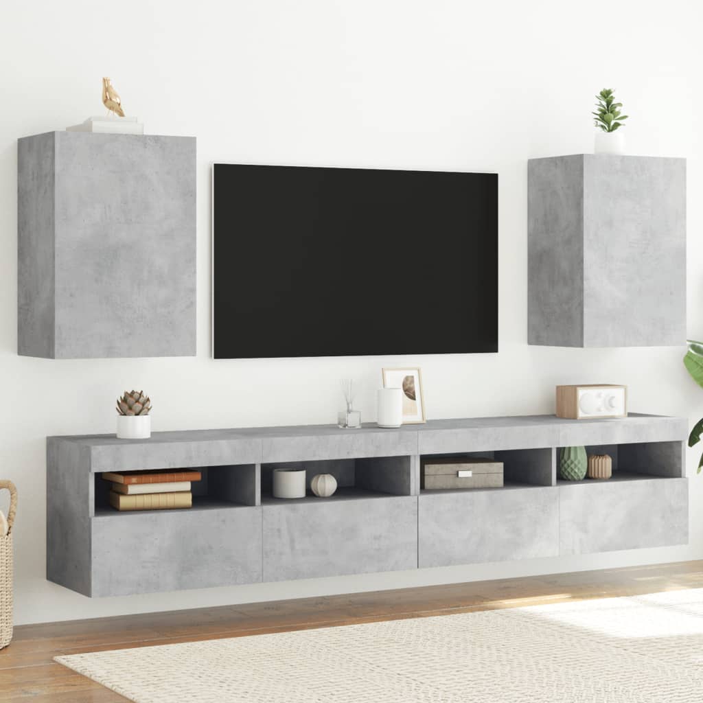 Vetonek Muebles de TV de pared 2 uds madera gris hormigón 40,5x30x60 cm