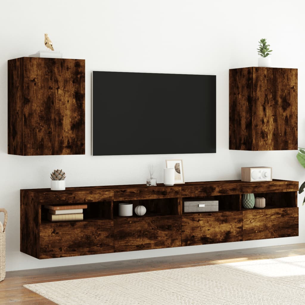 Vetonek Muebles de TV de pared 2 uds madera roble ahumado 40,5x30x60 cm