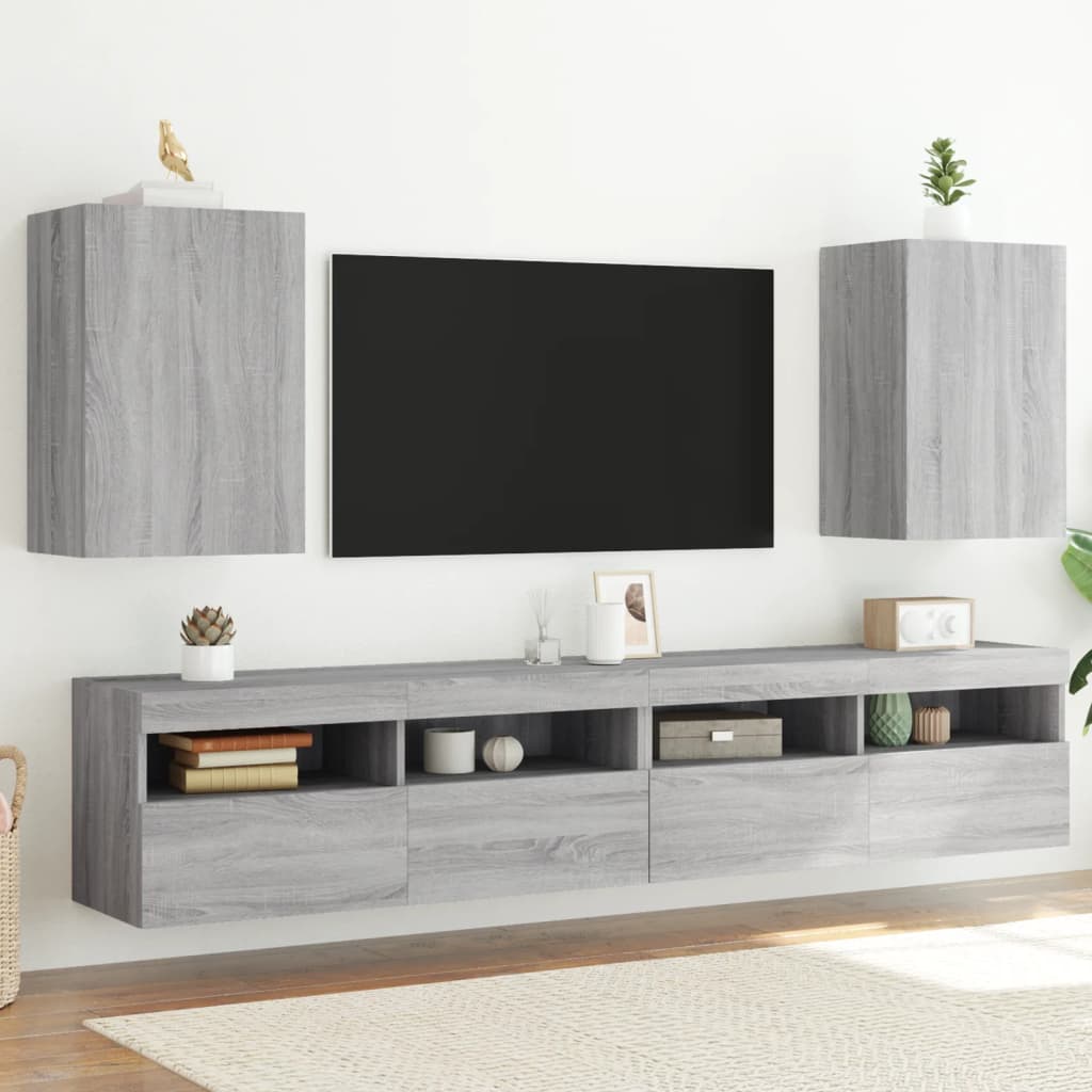 Vetonek Muebles de TV de pared 2 uds madera gris Sonoma 40,5x30x60 cm