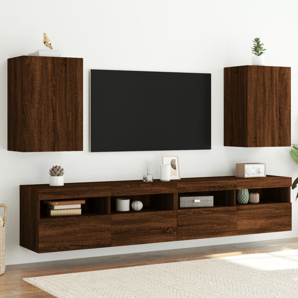 Vetonek Muebles de TV de pared 2 uds madera marrón roble 40,5x30x60 cm