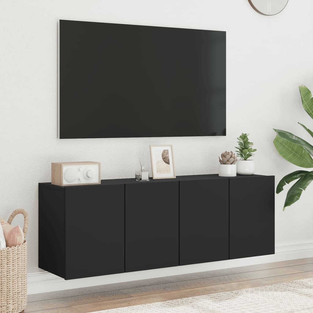 Muebles para TV de pared 2 unidades negro 60x30x41 cm V41