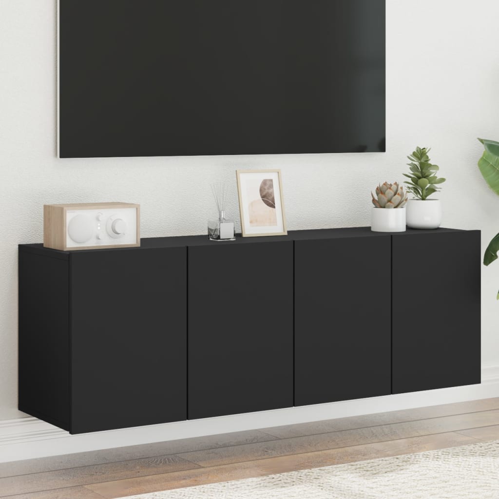 Vetonek Muebles para TV de pared 2 unidades negro 60x30x41 cm